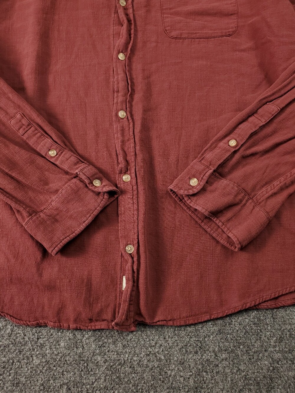 Marine Layer Selvedge Shirt XL Long Sleeve Button Up Terracotta Red 100% Cotton - Picture 7 of 11